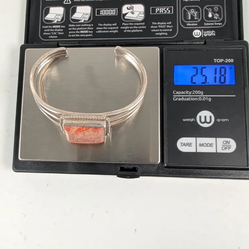P.A. Smith Sterling Silver Red Sponge Coral Split Shank Cuff Bracelet